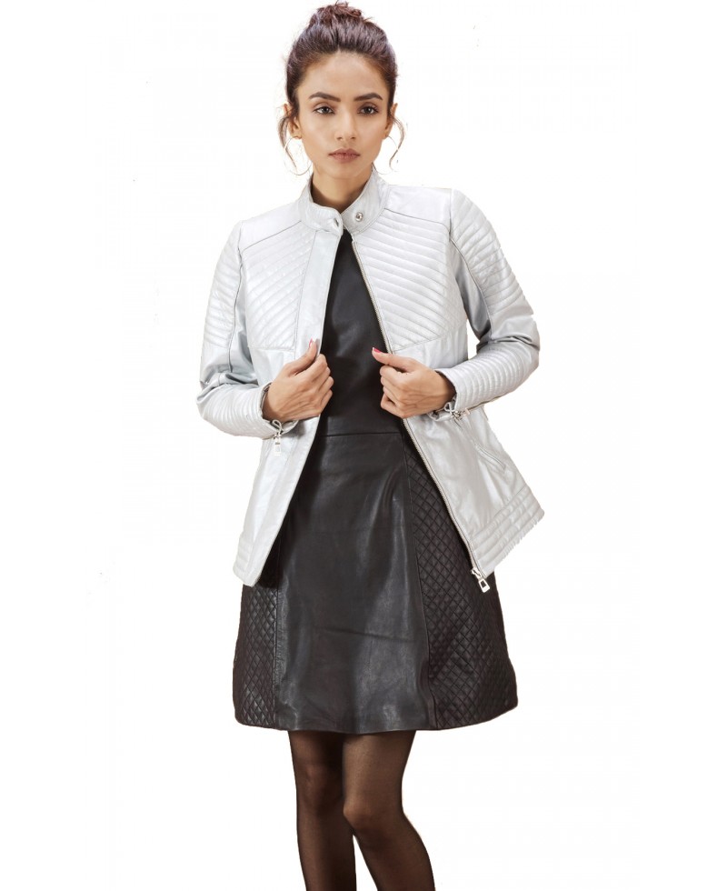 Irteka Silver Quilted Leather Jacket Jackets Maker Women Silver Leather Jacket 2 800x980