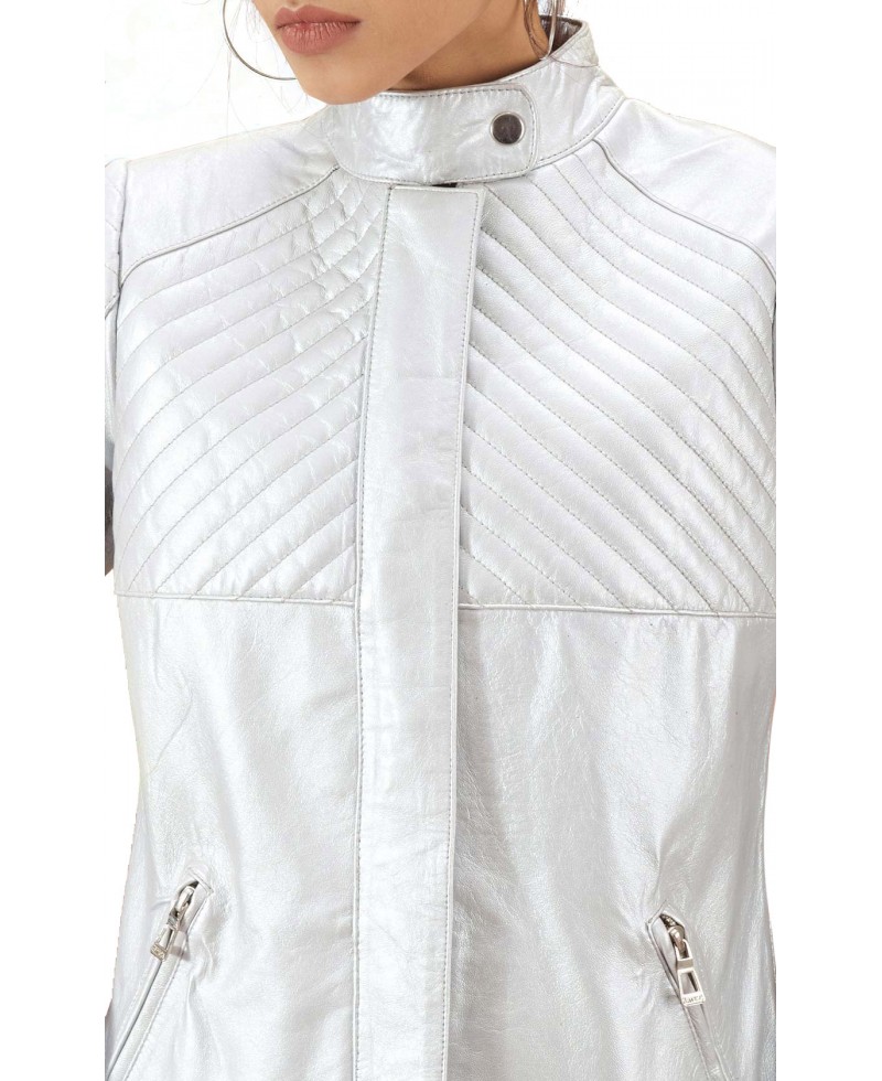 Irteka Silver Quilted Leather Jacket Jackets Maker Women Silver Leather Jacket 5 800x980