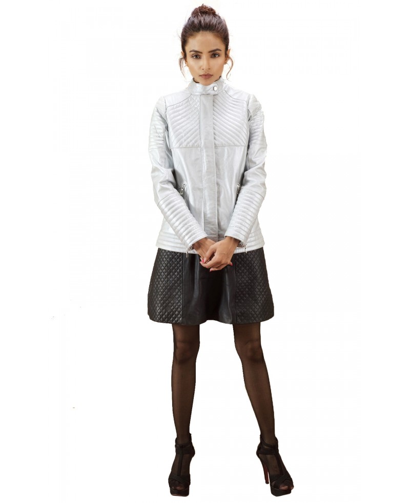 Irteka Silver Quilted Leather Jacket Jackets Maker Women Silver Leather Jacket 800x980