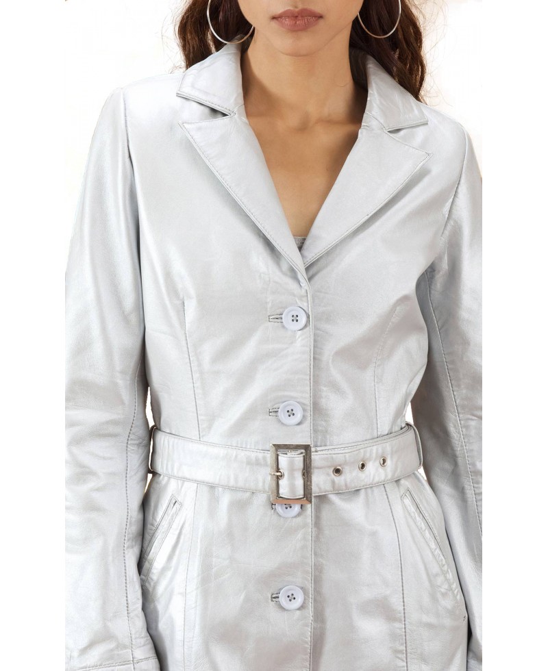 Irteka Silver Trench Leather Coat Jackets Maker Women Silver Leather Trench Coat 5 800x980