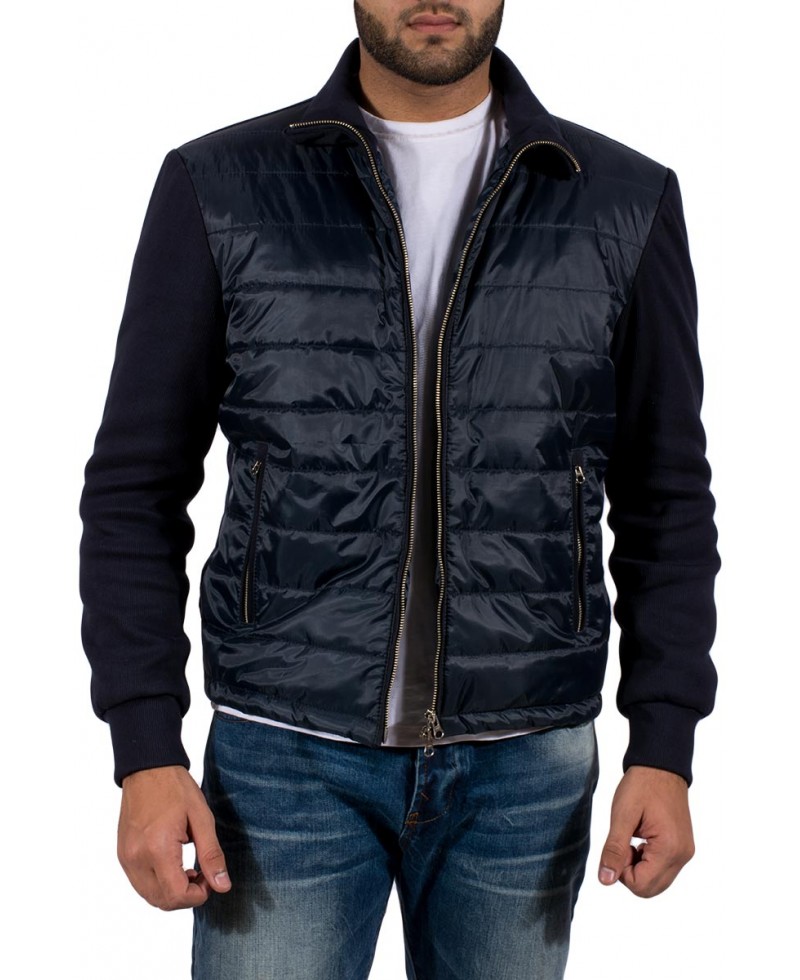 knitted sleeve bomber jacket