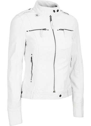 all white leather jacket