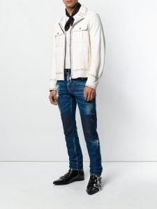 Versace Silver Studded Biker White 