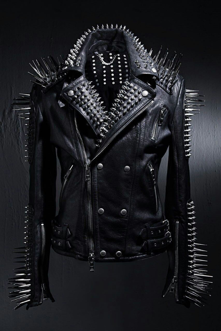 black leather punk jacket