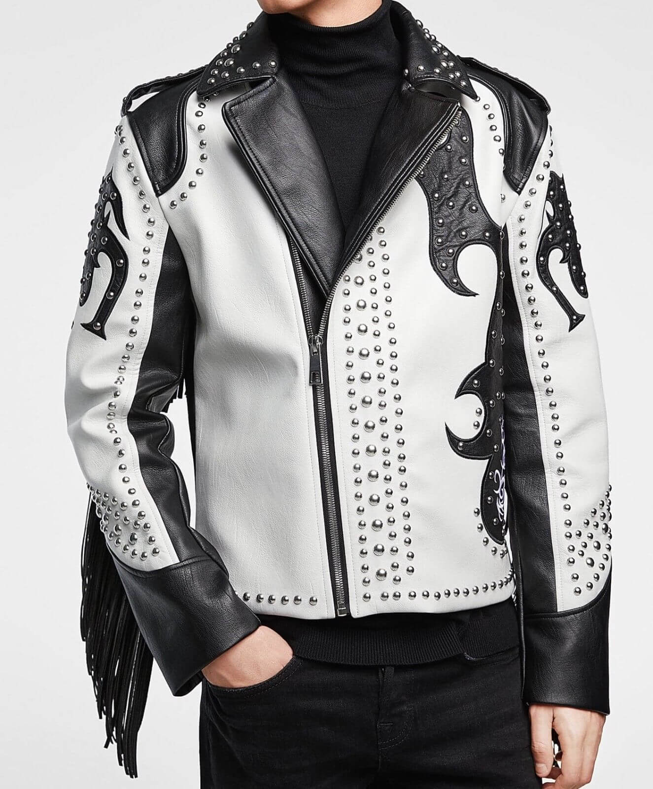 studded fringe leather jacket