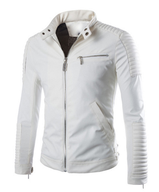 white leather motorcycle jacket