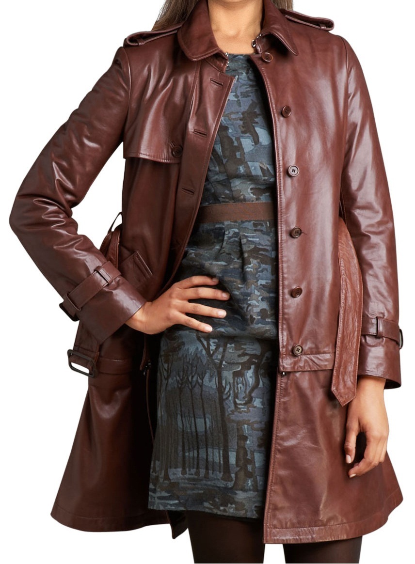long leather coat women's