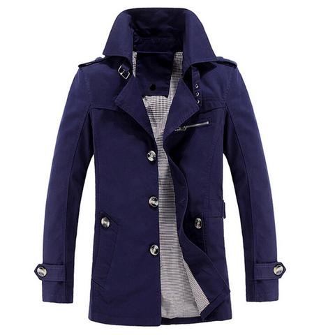 Men's Blue Color Long Coat - Jackets Maker