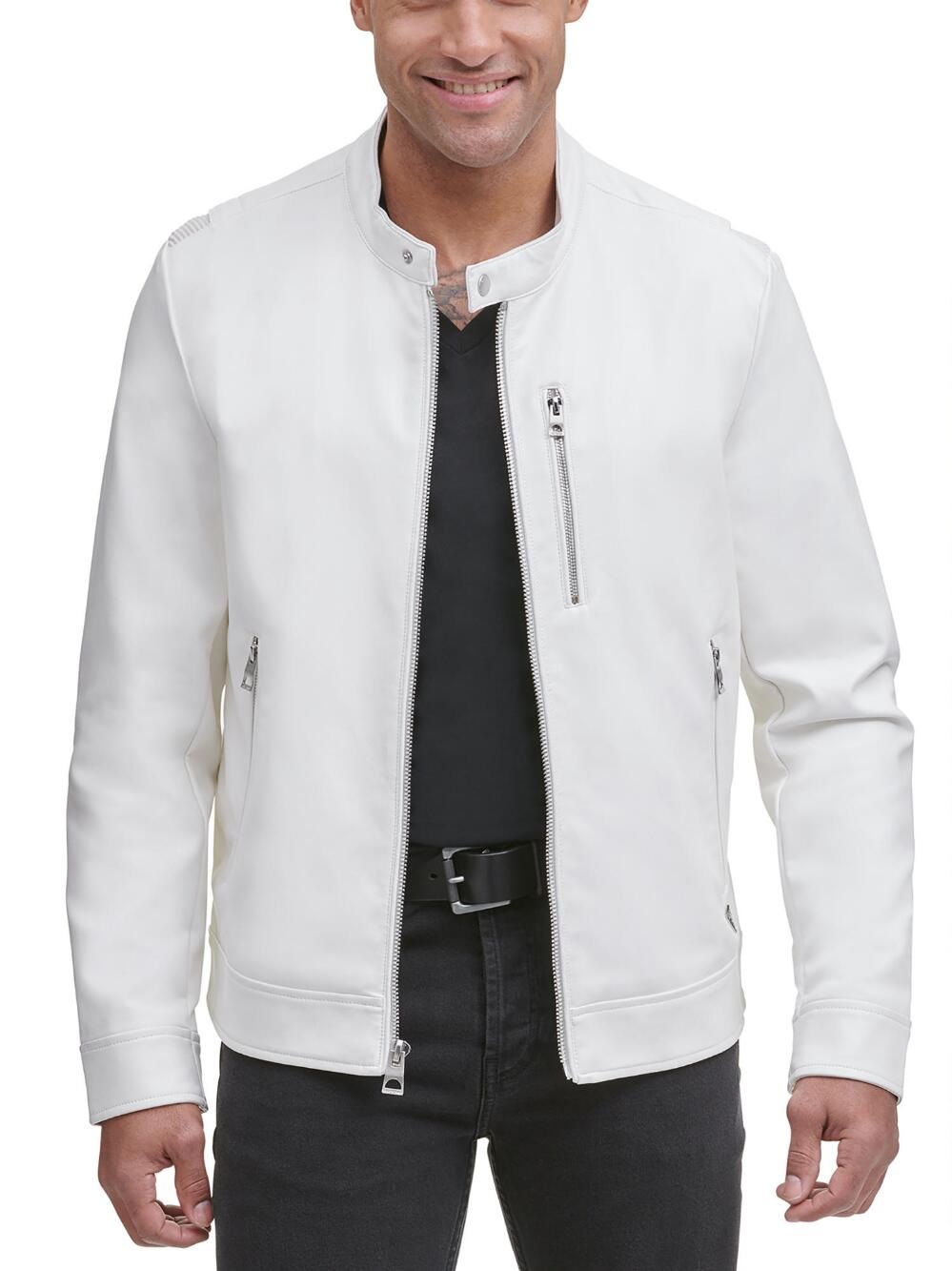 painted white leather jacket