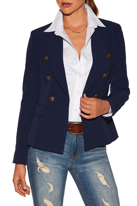 Women's Crepe Double-Breasted Navy Blue 