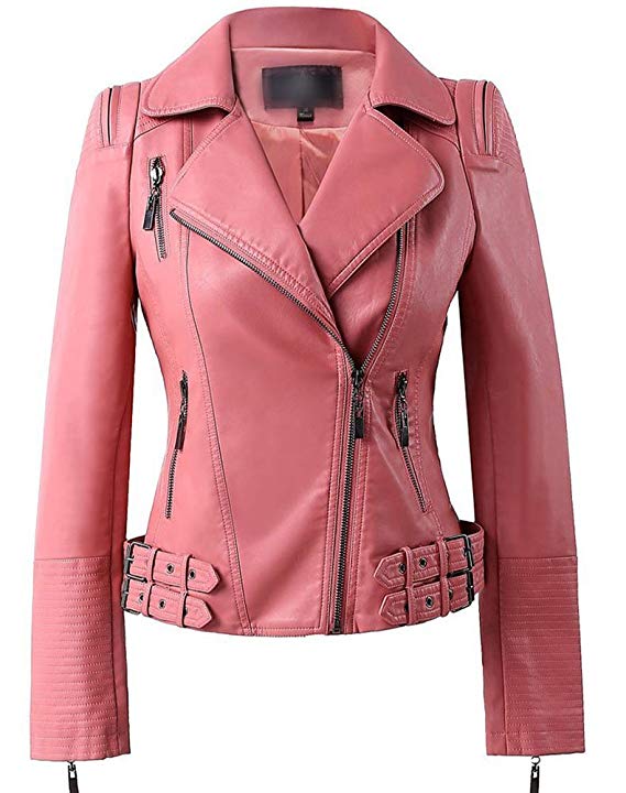 light pink biker jacket