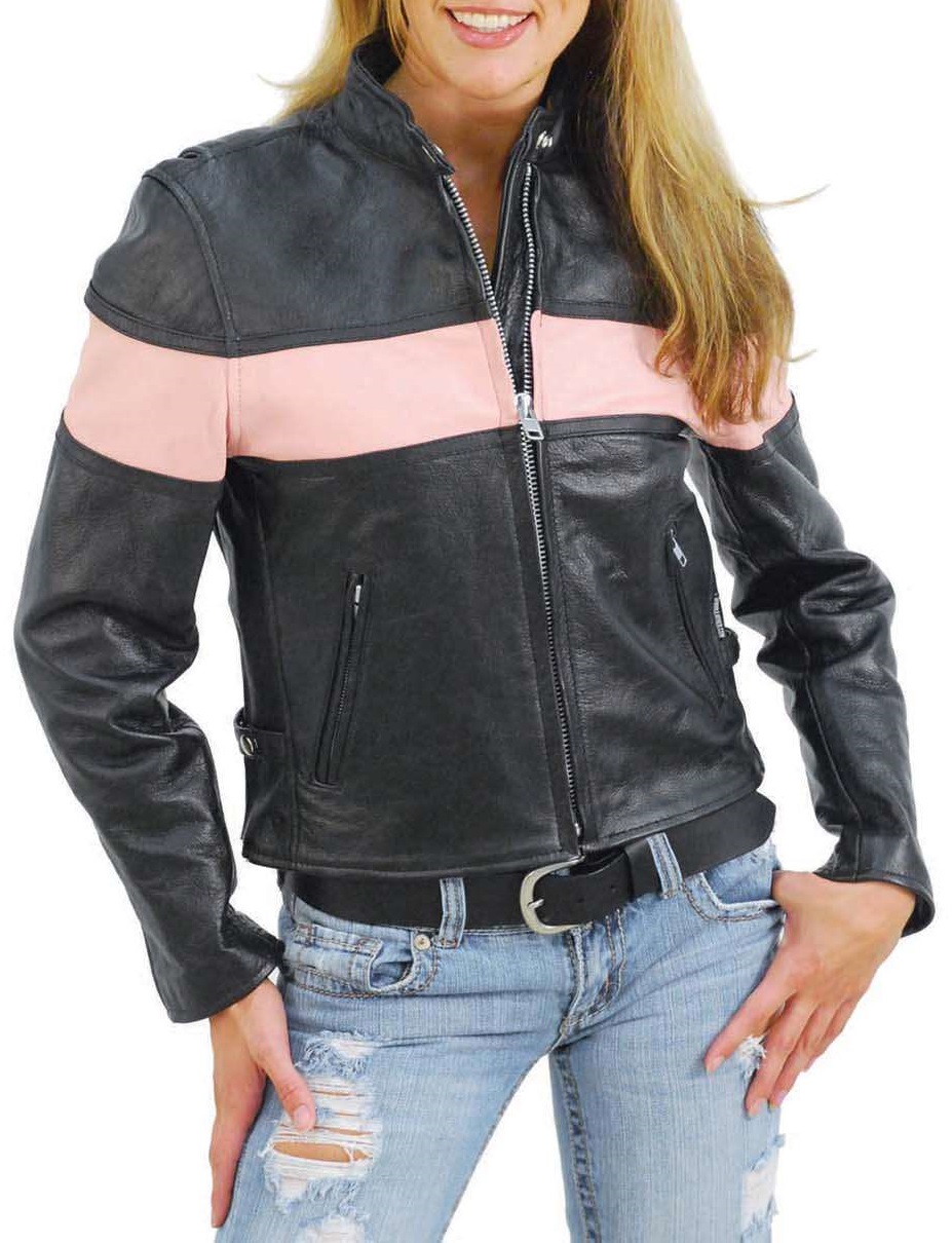 pink leather motorcycle jacket