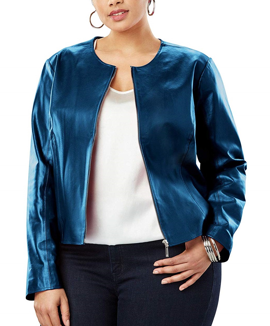 teal leather jacket womens