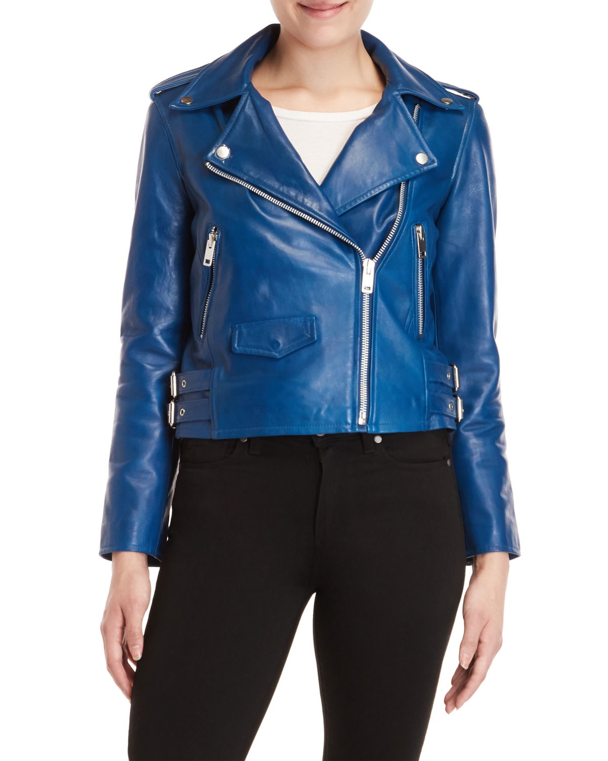 moto jacket blue