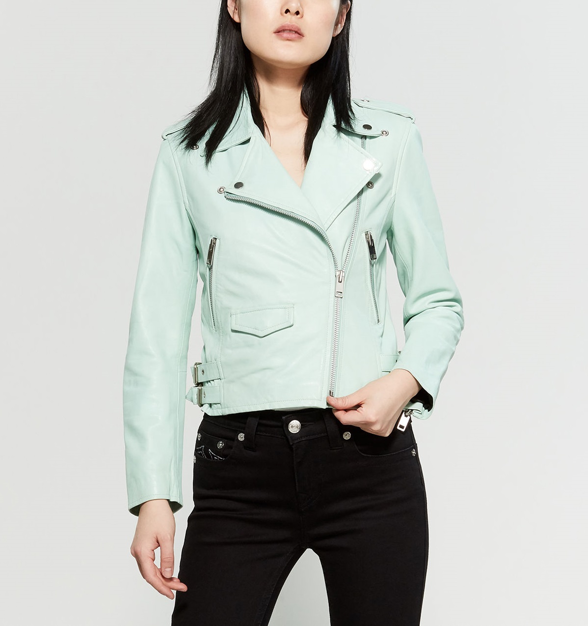 mint biker jacket