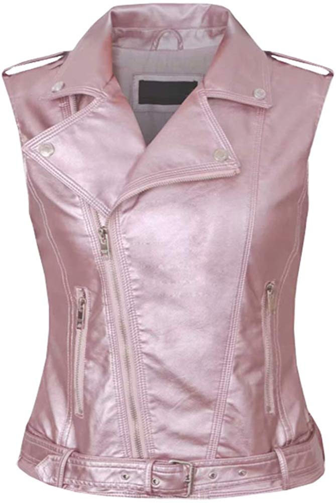 pink sleeveless jacket