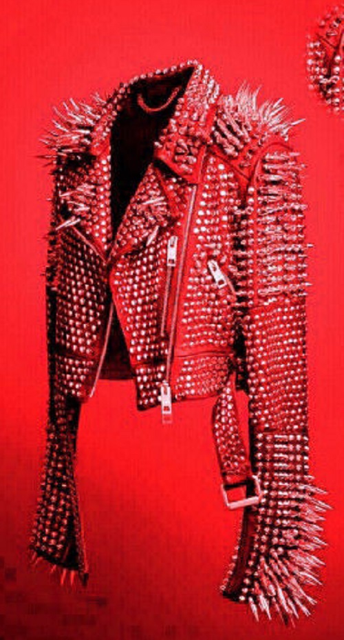red studded jacket