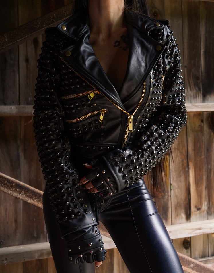 black studded leather jacket