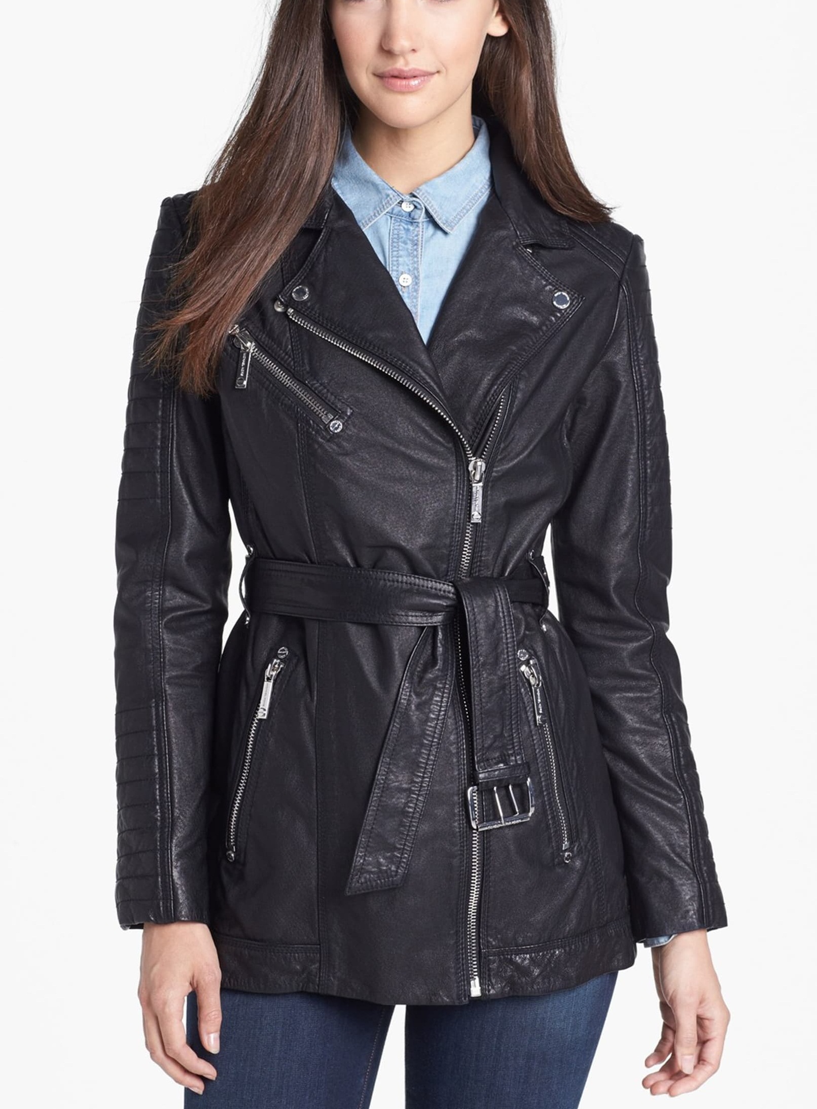 belted motorcycle jacket