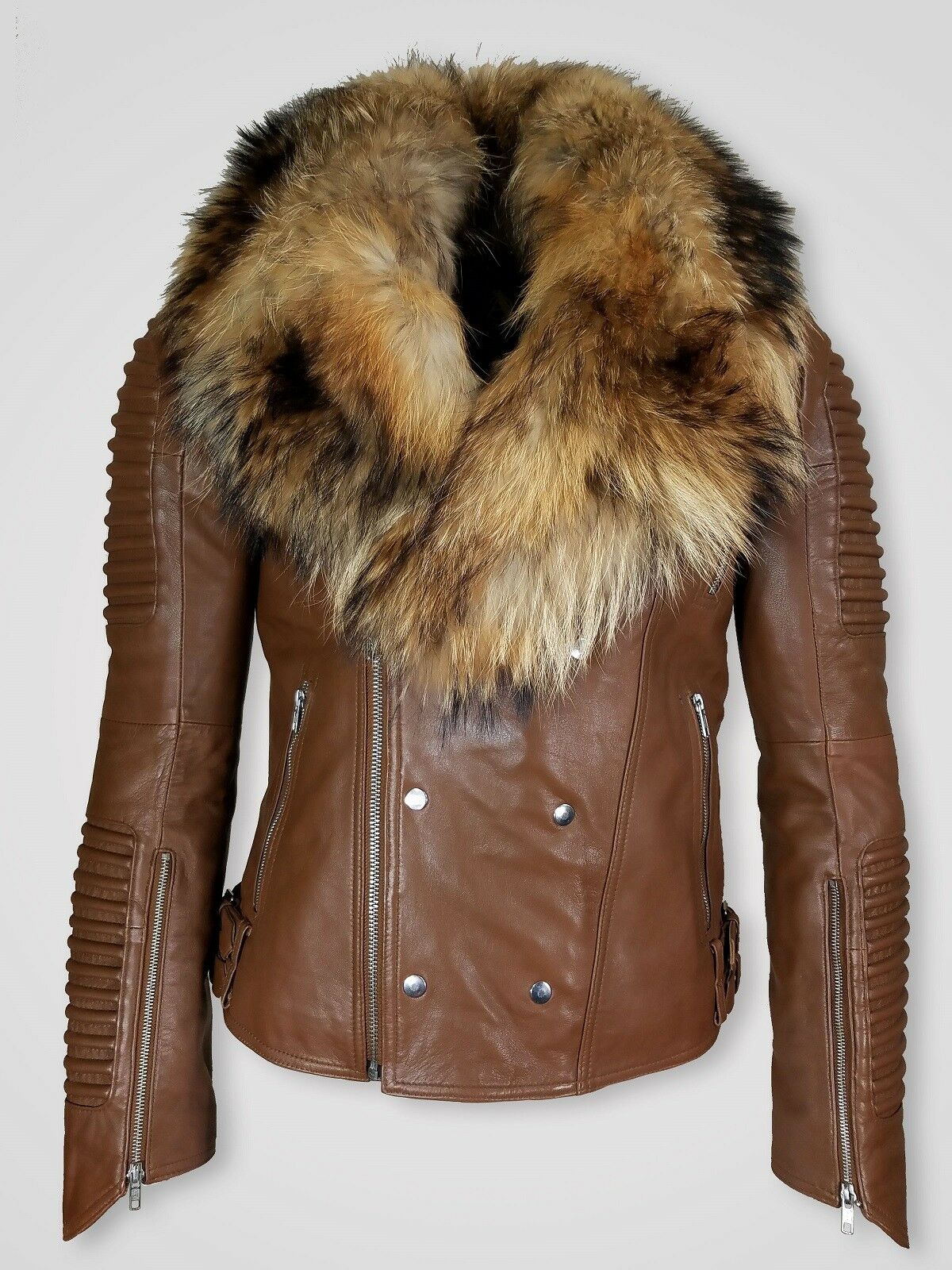 fur collar motorcycle jacket