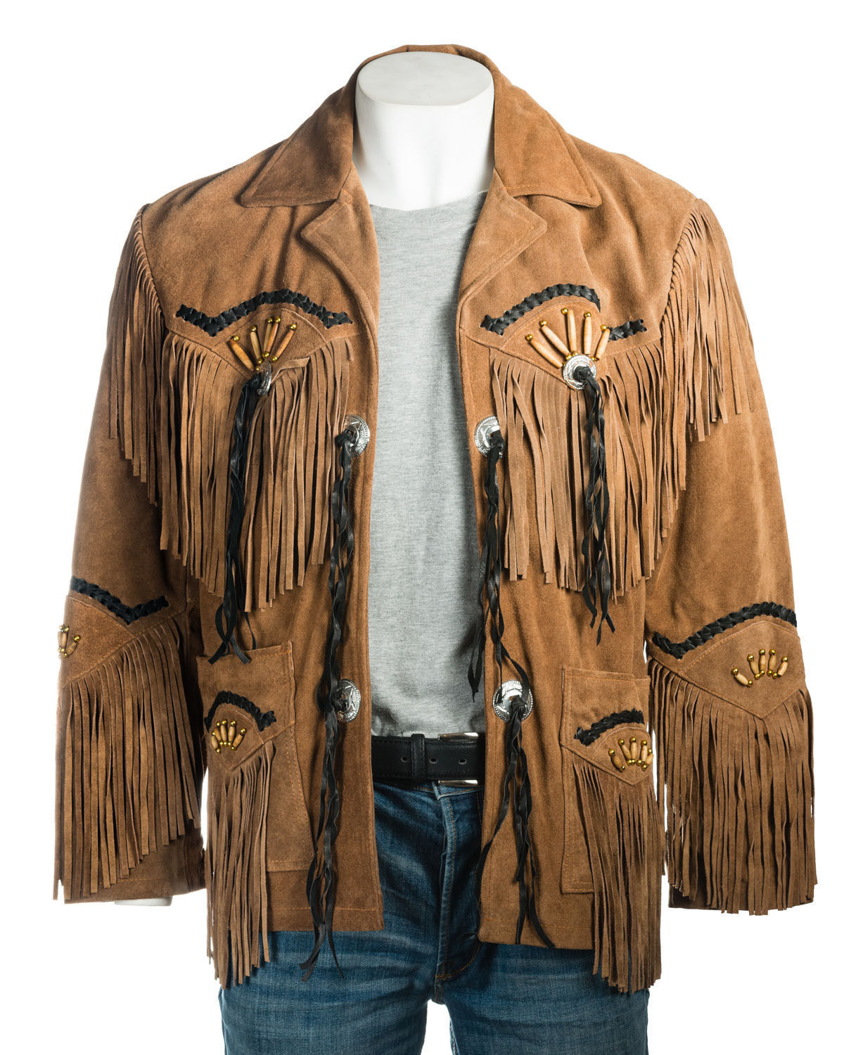Details about   Men Suede Leather Western Cowboy Jacket with Fringe & Beads NATIVE AMERICAN COAT 