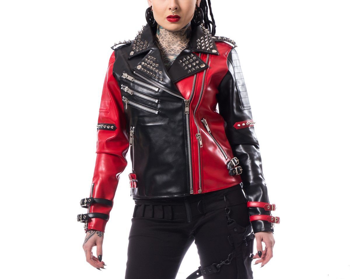 Red and black jacket womens Clearance