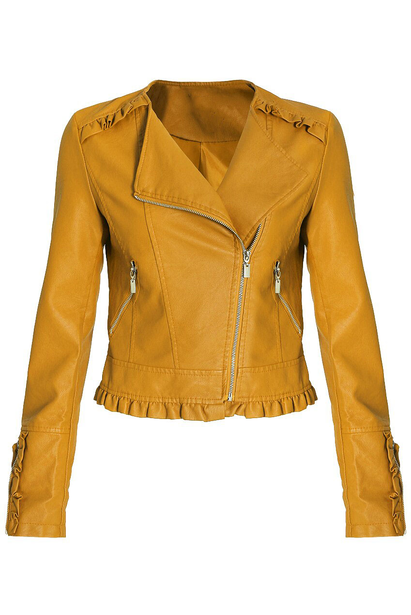 mustard faux leather jacket