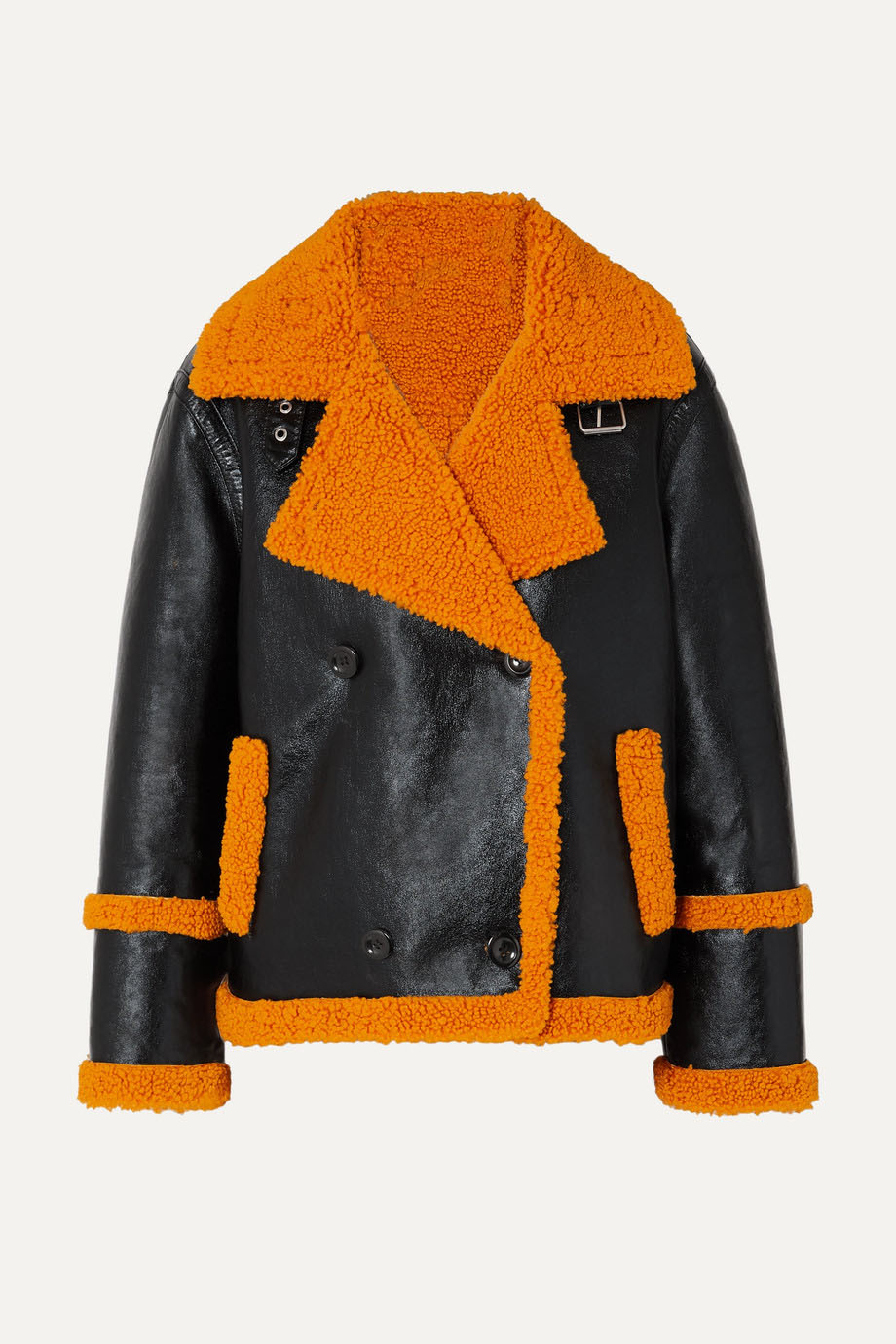 orange faux leather jacket
