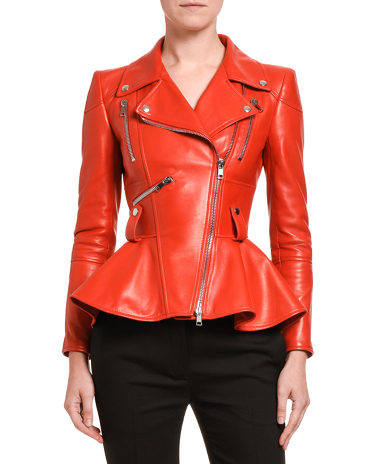 red peplum jacket