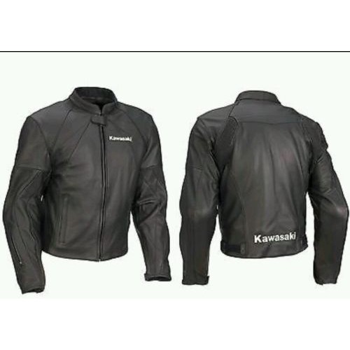 Kawasaki Full Black Motorcycle Leather Jacket Ce Proved Protection - Jackets Maker