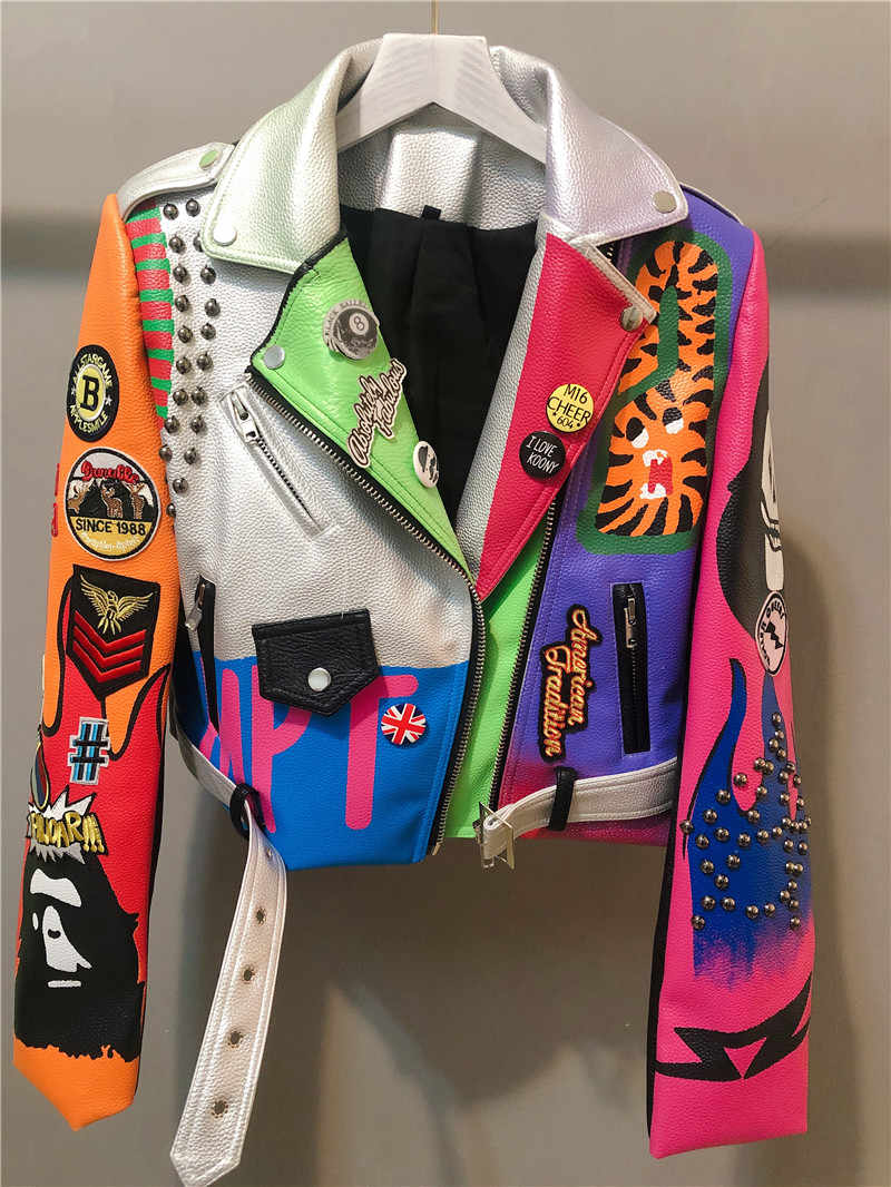 multi colored moto jacket