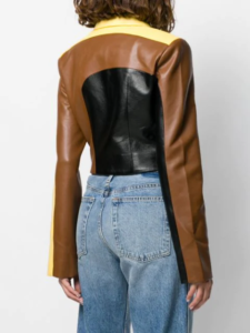 colour block leather jacket