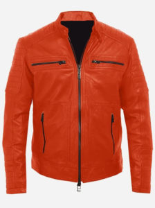 Cool Orange Color Leather Jacket for 