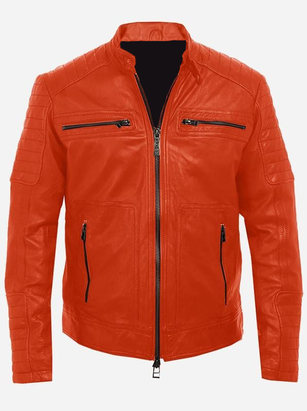 orange leather coat