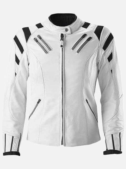 black white leather jacket