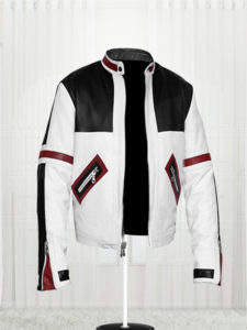 black white leather jacket