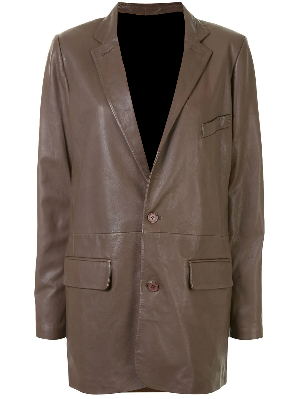 Brown Oversized Leather Jacket - Jackets Maker