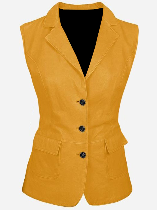 yellow leather vest