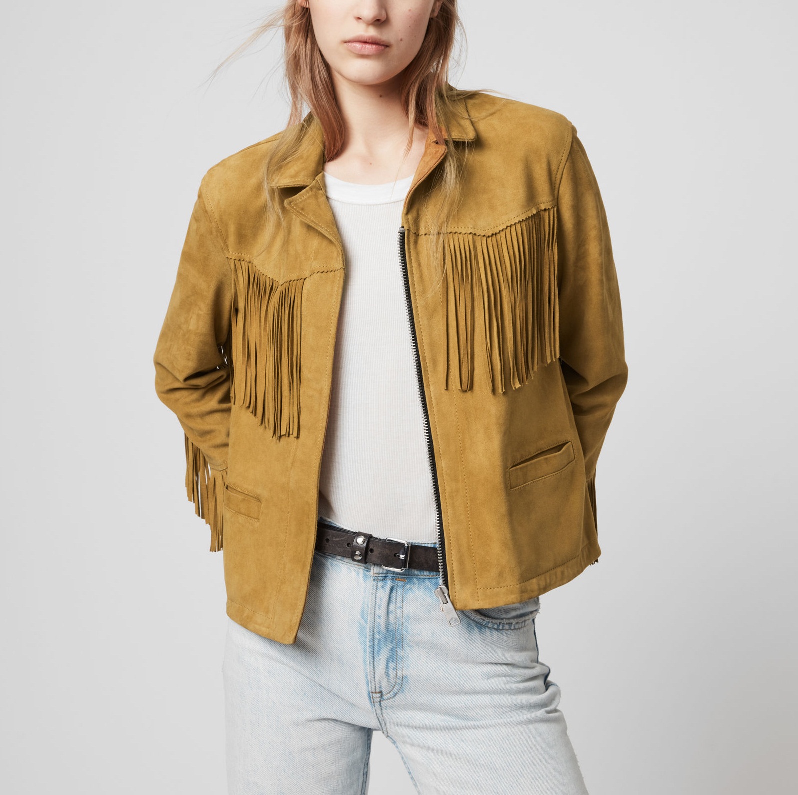 mustard colour leather jacket