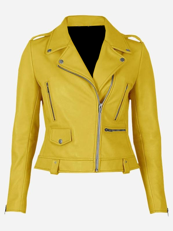 Party Wear Yellow Leather Jacket for 