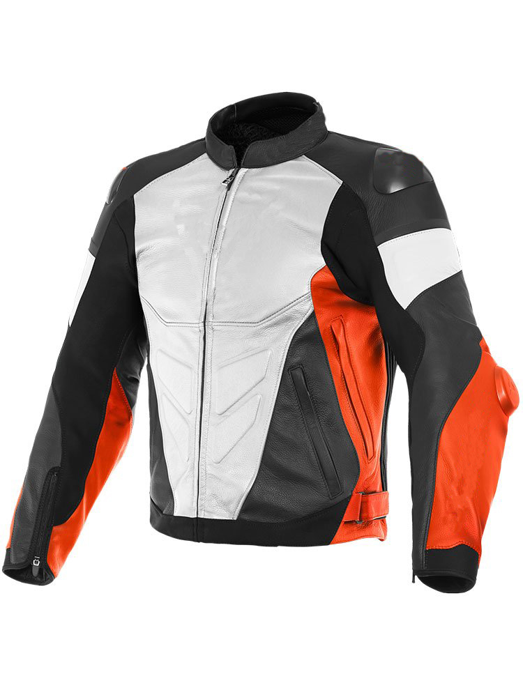 leather jacket orange