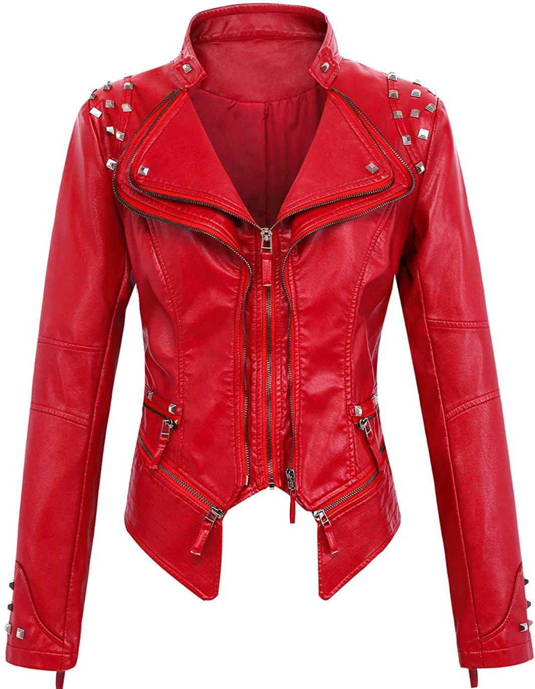 red studded jacket