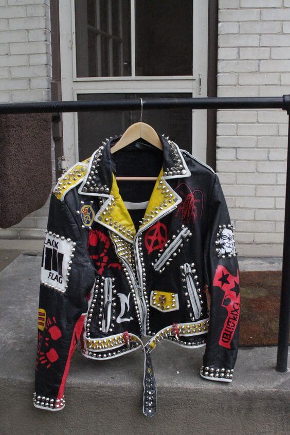 black leather punk jacket