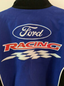 ford racing jacket blue and white