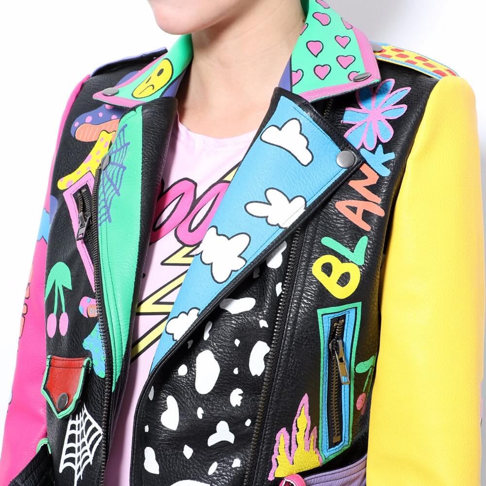 colorful leather jacket