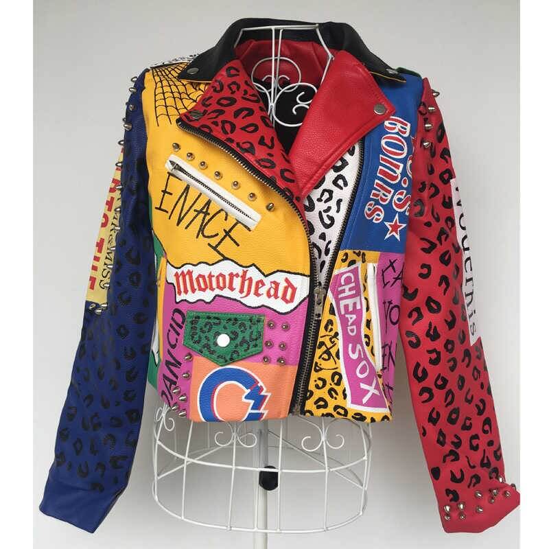 multi colored moto jacket