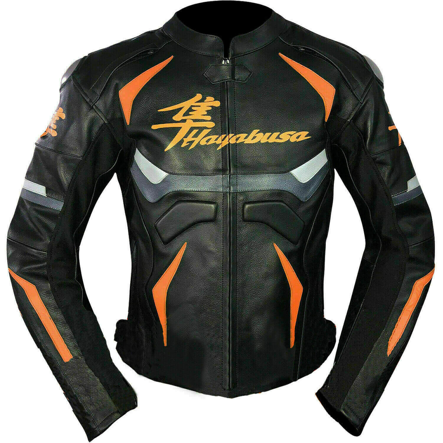 Suzuki Hayabusa Motorbike Leather Jacket In Cow hide/ 5 Protection Armour inside 