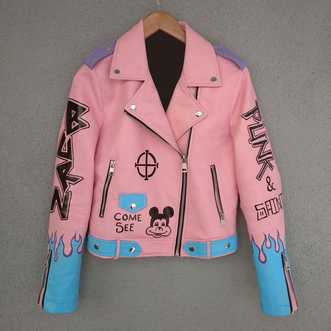 pink rider jacket