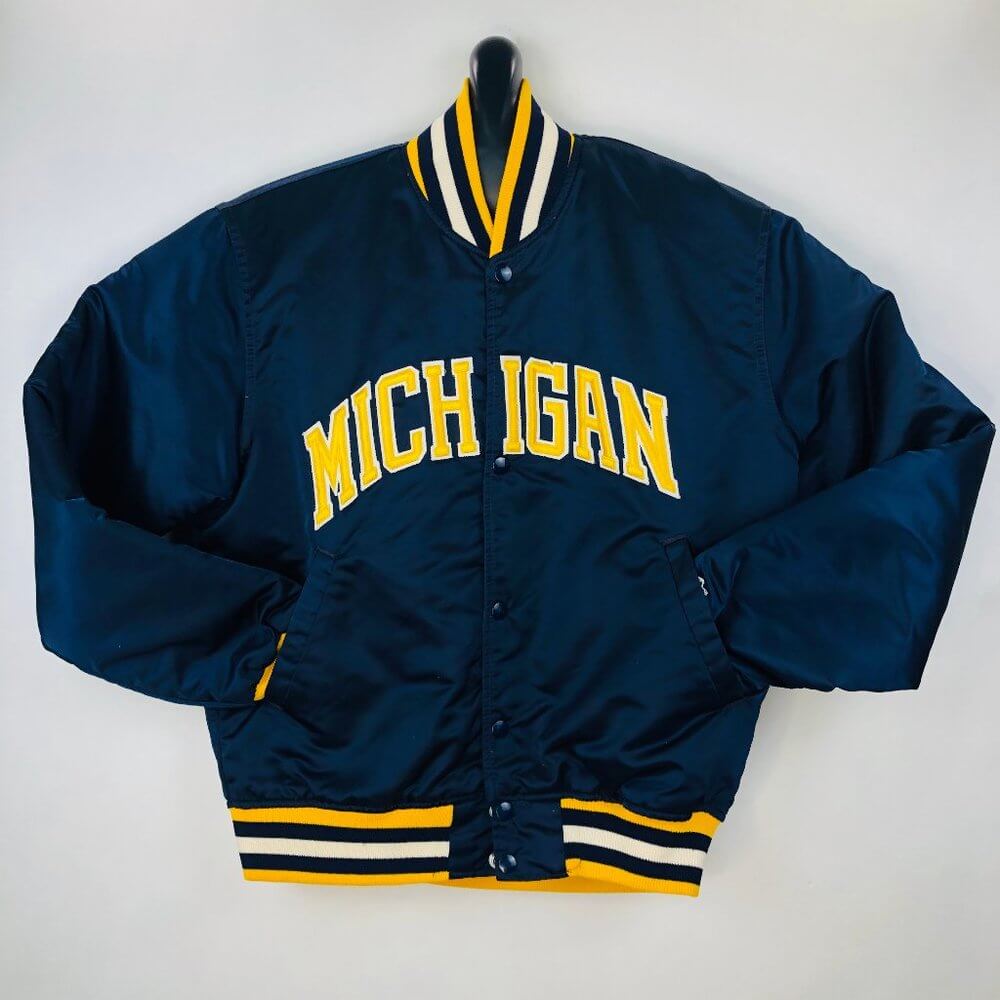 Navy Michigan Wolverines Vintage Satin 