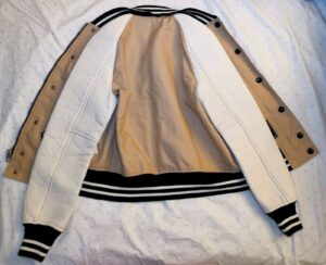 khaki varsity jacket